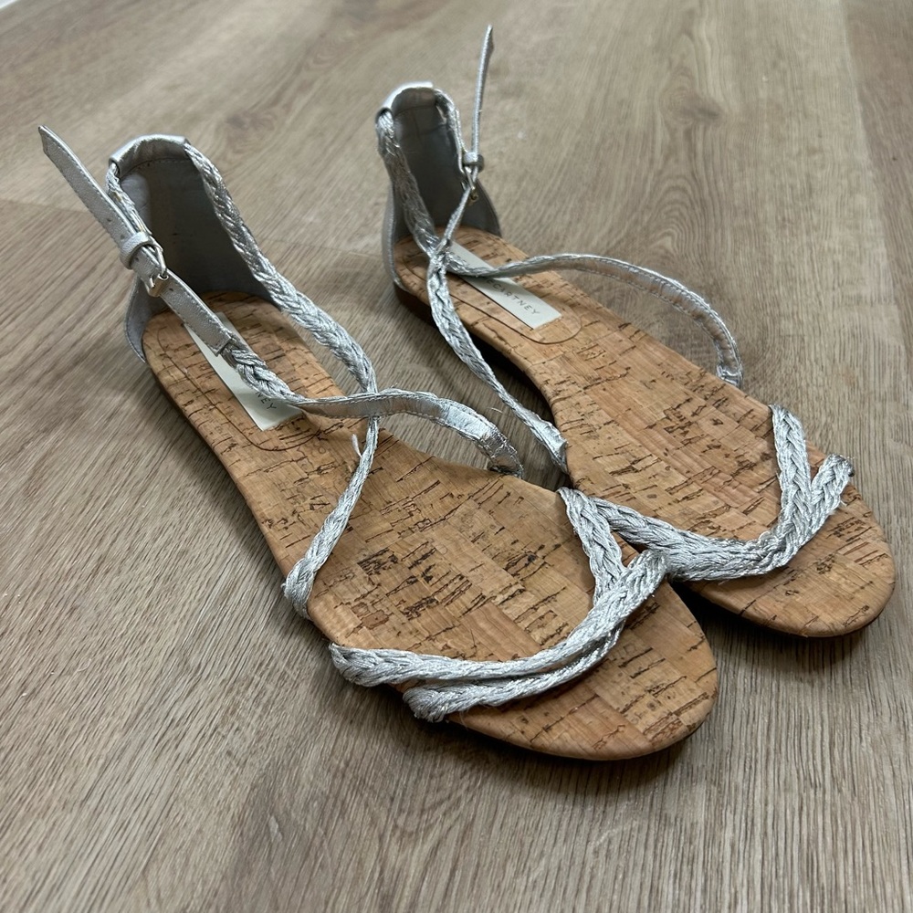 Stella McCartney Silver Metallic Braided Strap Sandal 40/10